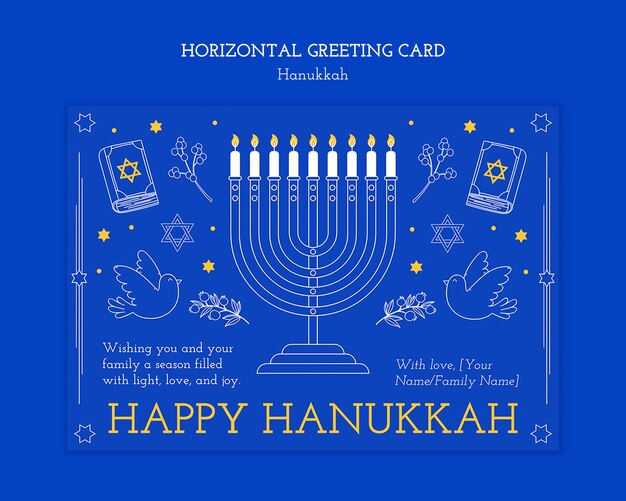 Diseño de plantillas de tarjetas de felicitación de Hanukkah