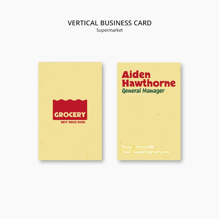PSD gratuito diseño de plantillas de tarjetas de visita para supermercados