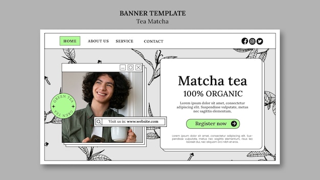 PSD gratuito diseño de plantillas para el té matcha