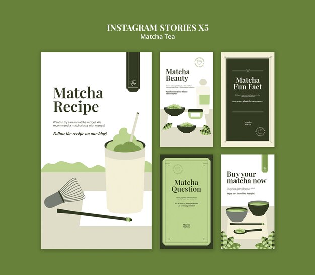 Diseño de plantillas para el té matcha