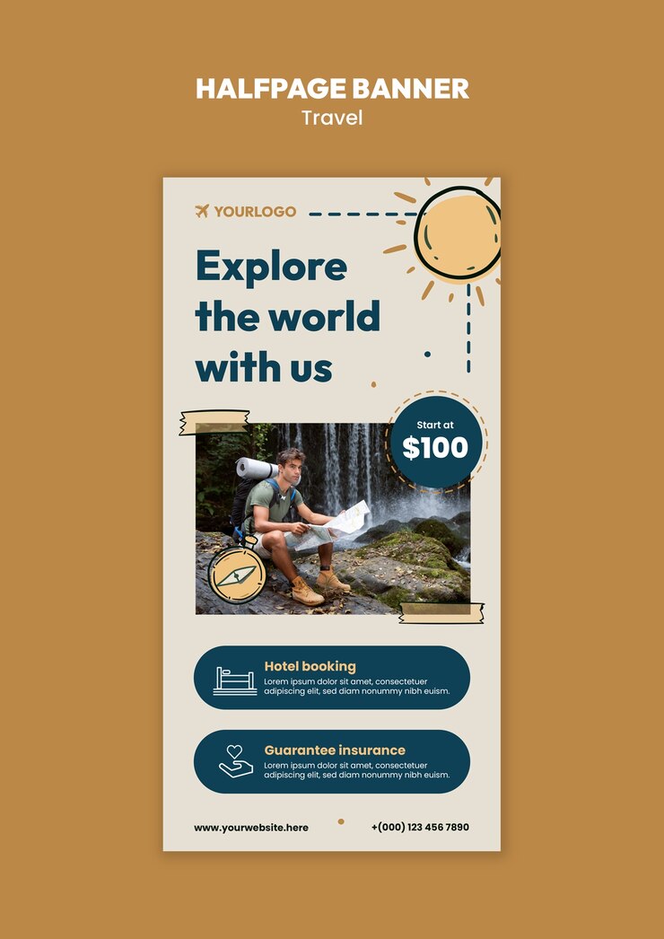 PSD gratuito diseño de plantillas de viaje