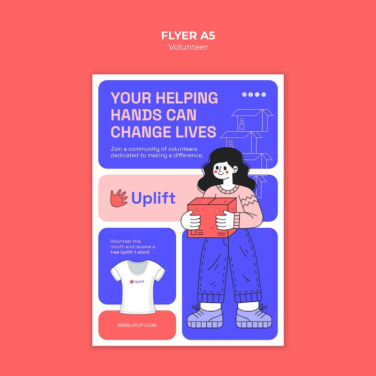 PSD gratuito diseño de plantillas de voluntarios