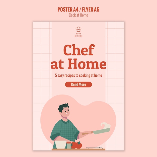 PSD gratuito diseño de póster de chef en casa