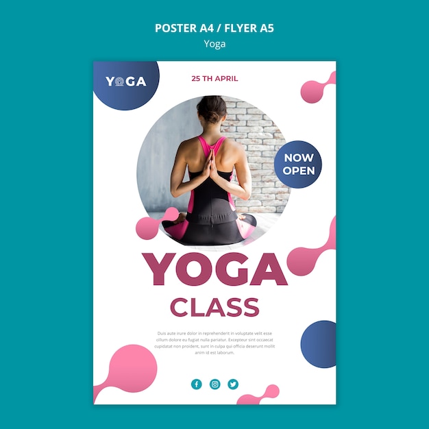 PSD gratuito diseño de póster clase de yoga