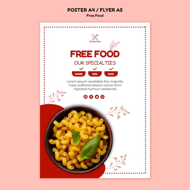 PSD gratuito diseño de póster de comida gratis