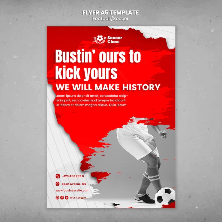 PSD gratuito diseño realista de plantilla de fútbol.