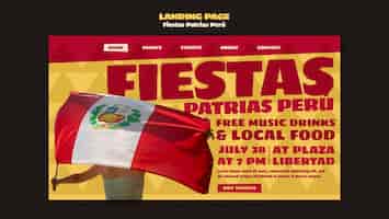 PSD gratuito diseño realista de plantillas de fiestas patrias perú