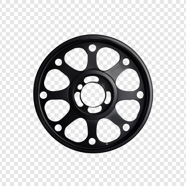 Diseño de ruedas metálicas negras Parte automotriz de primer plano