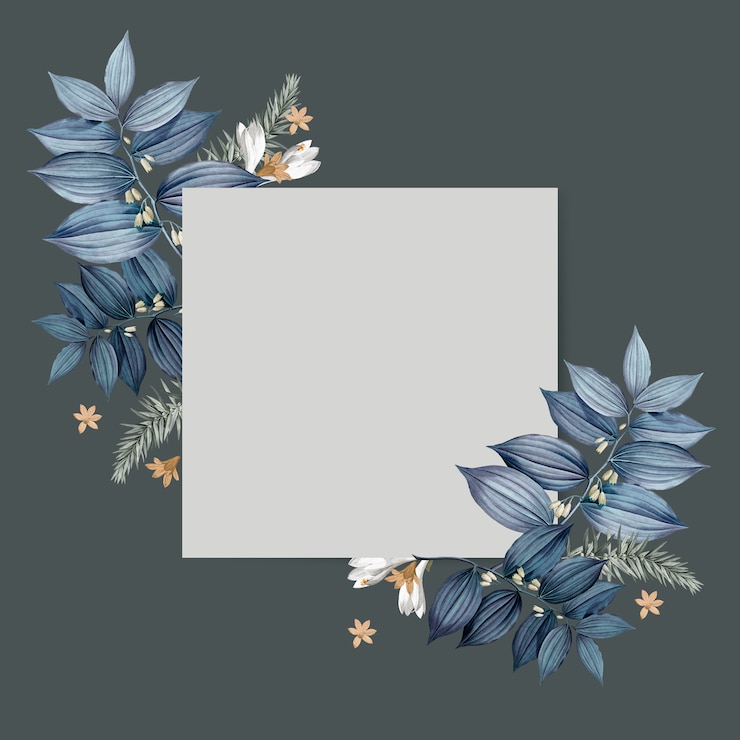 PSD gratuito diseño de tarjeta cuadrada en blanco floral azul