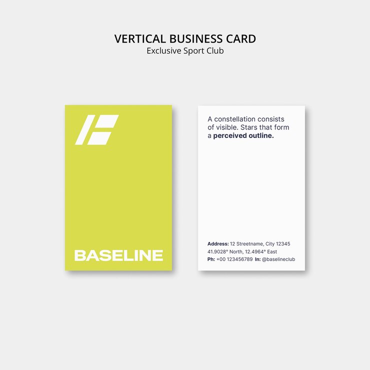PSD gratuito diseño de tarjetas de visita verticales para clubes deportivos exclusivos
