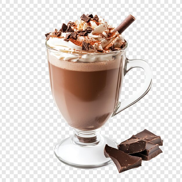 Disfrute de este delicioso chocolate caliente cubierto de crema batida y virutas de chocolate un regalo perfecto para el invierno