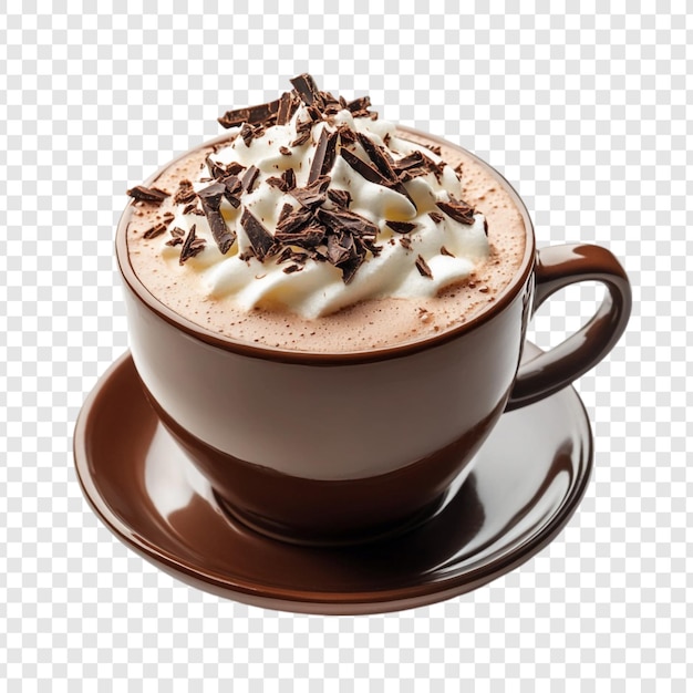 Disfrute de una lujosa experiencia de chocolate caliente rico en crema y rematado con virutas de chocolate