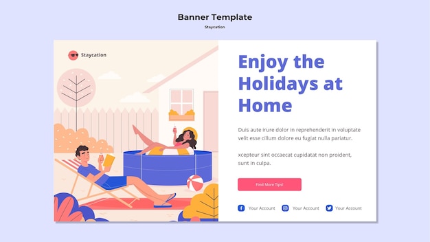 PSD gratuito disfrute de vacaciones en casa diseño de banner