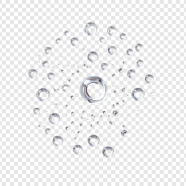 Dispersión de gotas de agua Una representación 3D brillante