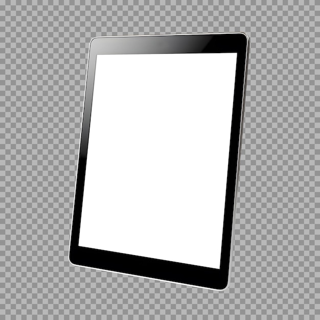 dispositivo de tableta negro con maqueta de pantalla en blanco