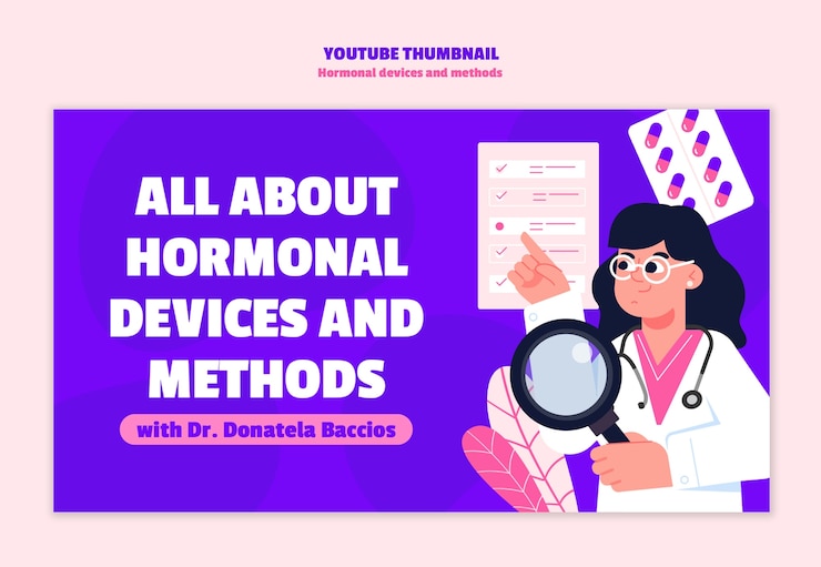 PSD gratuito dispositivos y métodos hormonales diseño de plantilla de miniatura de youtube