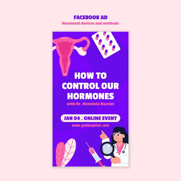 Dispositivos y métodos hormonales diseño de plantillas de anuncios de Facebook