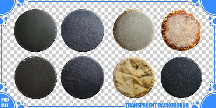PSD gratuito diverse texture circolari su uno sfondo trasparente