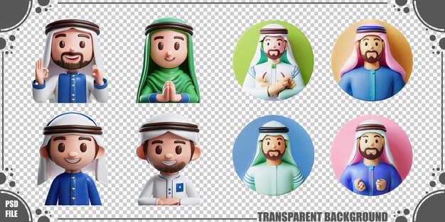 Diversos personajes de dibujos animados con trajes tradicionales