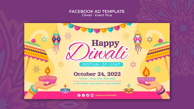 Gratis PSD diwali festival social media promo sjabloon