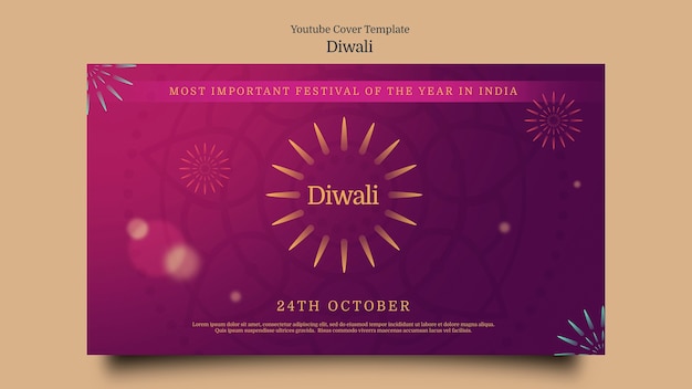 Diwali festival viering youtube voorbladsjabloon