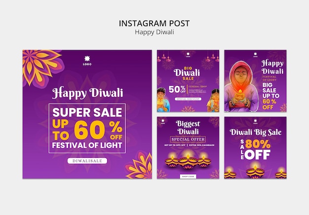 Diwali instagram post raccolta con design mandala