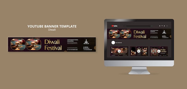 Gratis PSD diwali-viering youtube-bannersjabloon