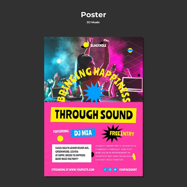 Dj muziek poster sjabloon