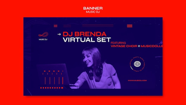Dj set banner de plantilla de anuncio de transmisión en vivo