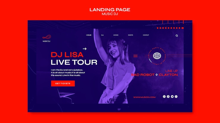 PSD gratuito dj set livestream modello di pagina di destinazione
