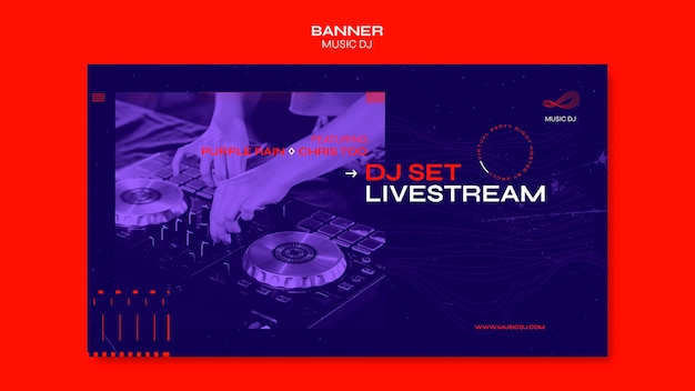 Dj set plantilla de banner de anuncio de transmisión en vivo