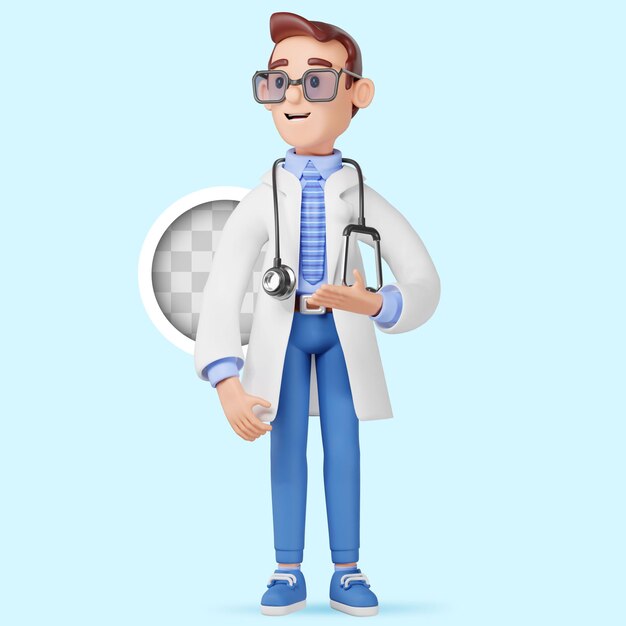 El doctor está señalando con la mano Ilustración 3D