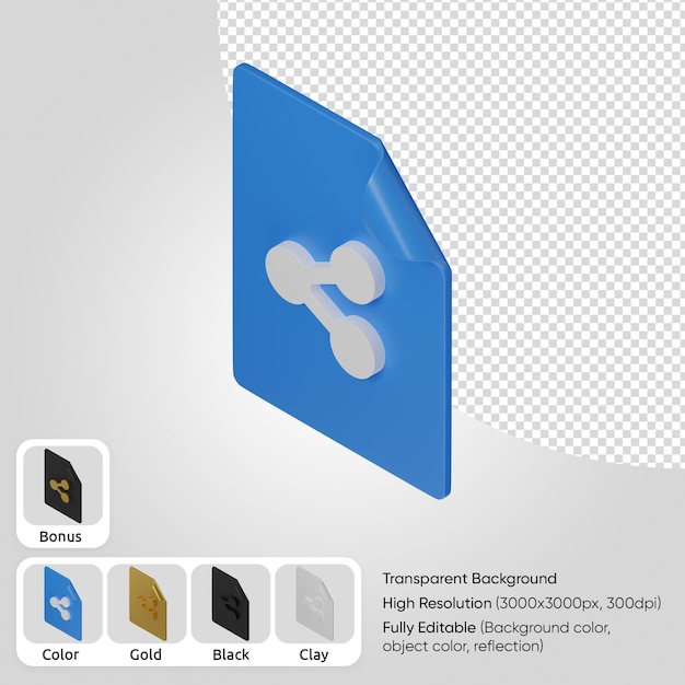 PSD gratuito documento 3d con compartir