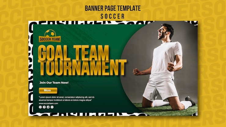 Gratis PSD doel team toernooi school van voetbal sjabloon voor spandoek