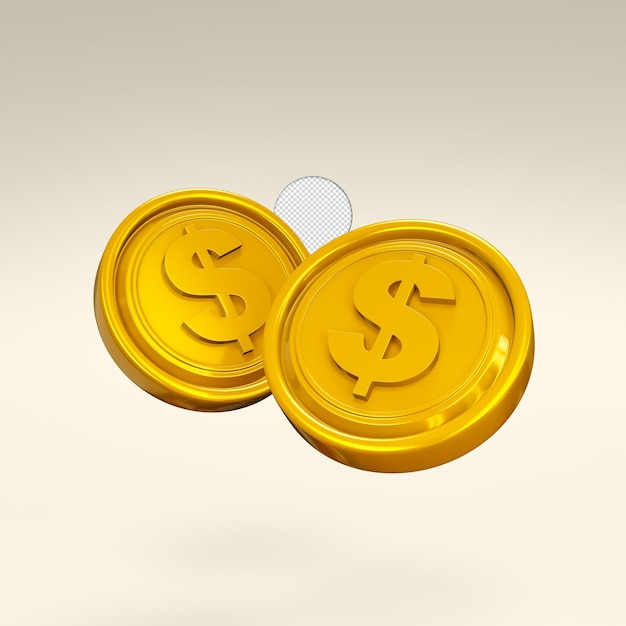Dollarteken gouden munt pictogram geïsoleerde 3d render illustration
