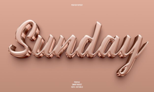 Domingo efecto de texto editable 3d