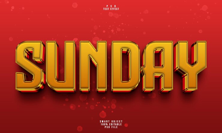 PSD gratuito domingo efecto de texto editable 3d