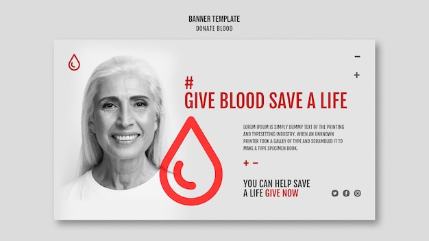 PSD gratuito donar sangre estilo de banner de campaña