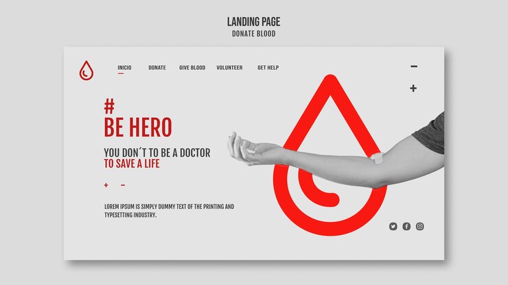 PSD Gratis donate blood homepage