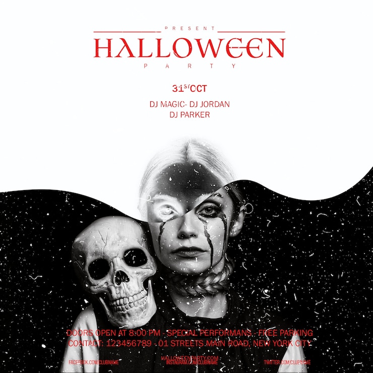 PSD gratuito donna di trucco di halloween con il cranio che guarda in camera