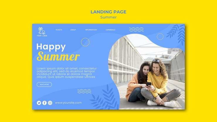 PSD gratuito donne che usano la pagina di destinazione del cellulare