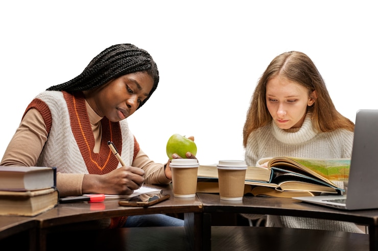 PSD gratuito donne con colpi medi che studiano