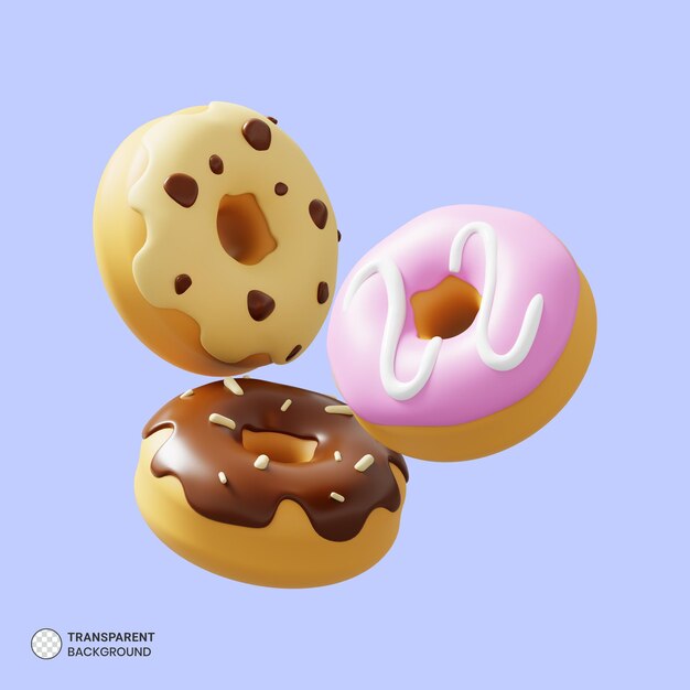 Donut icono aislado 3d render ilustración