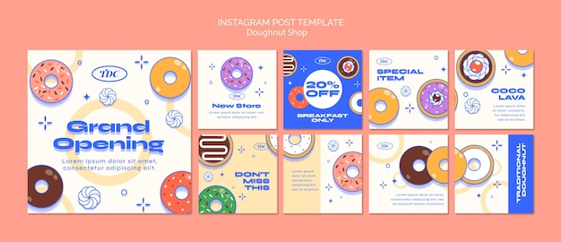 Gratis PSD donut shop instagram posts sjabloon