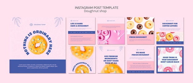 Gratis PSD donut shop instagram posts