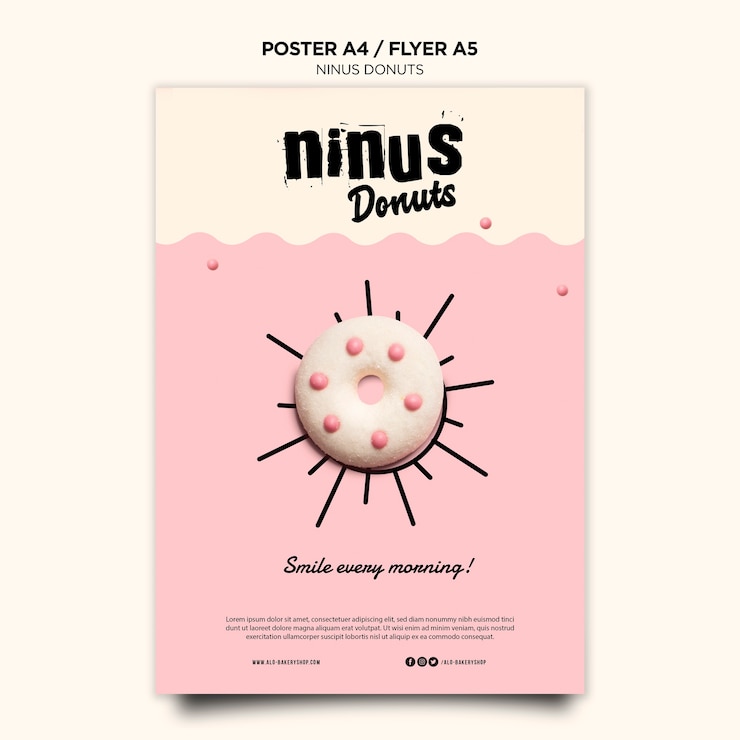 PSD Gratis donuts concept flyer template