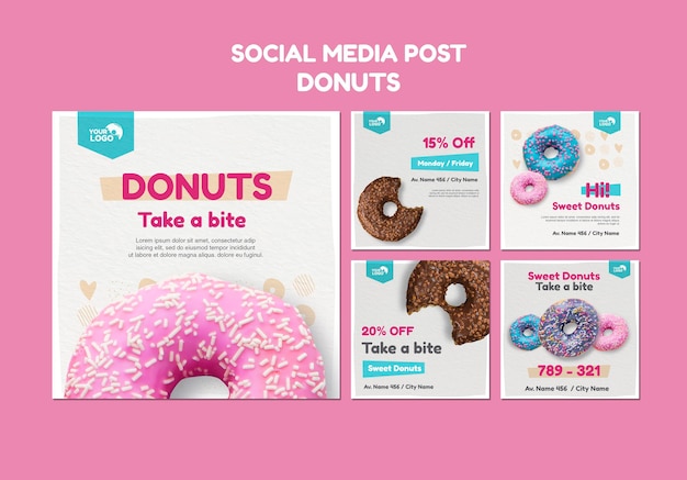 Donuts slaan social media postsjabloon op
