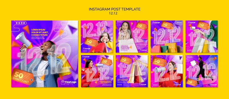 PSD gratuito doppio sconto di 12 post su instagram