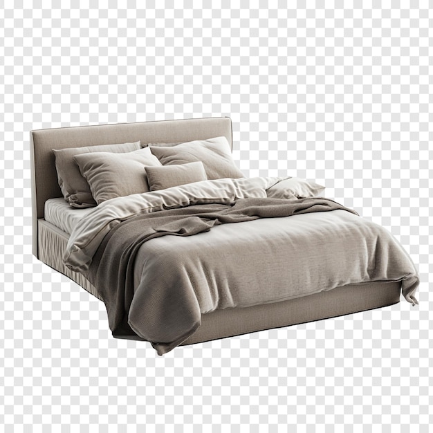 Dormitorio de tonos neutrales Cama elegante con ropa de cama de lino