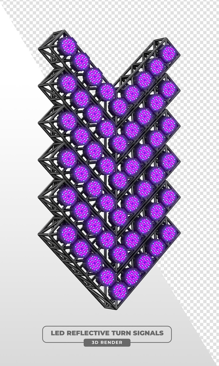 Gratis PSD downward arrow truss met paarse led par lichten 3d-rendering